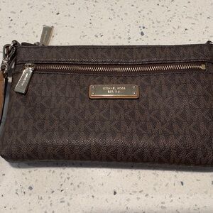 Michael Kors Brown Signature Large Wristlet
